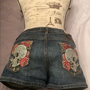 Ed Hardy Skull embroidered shorts